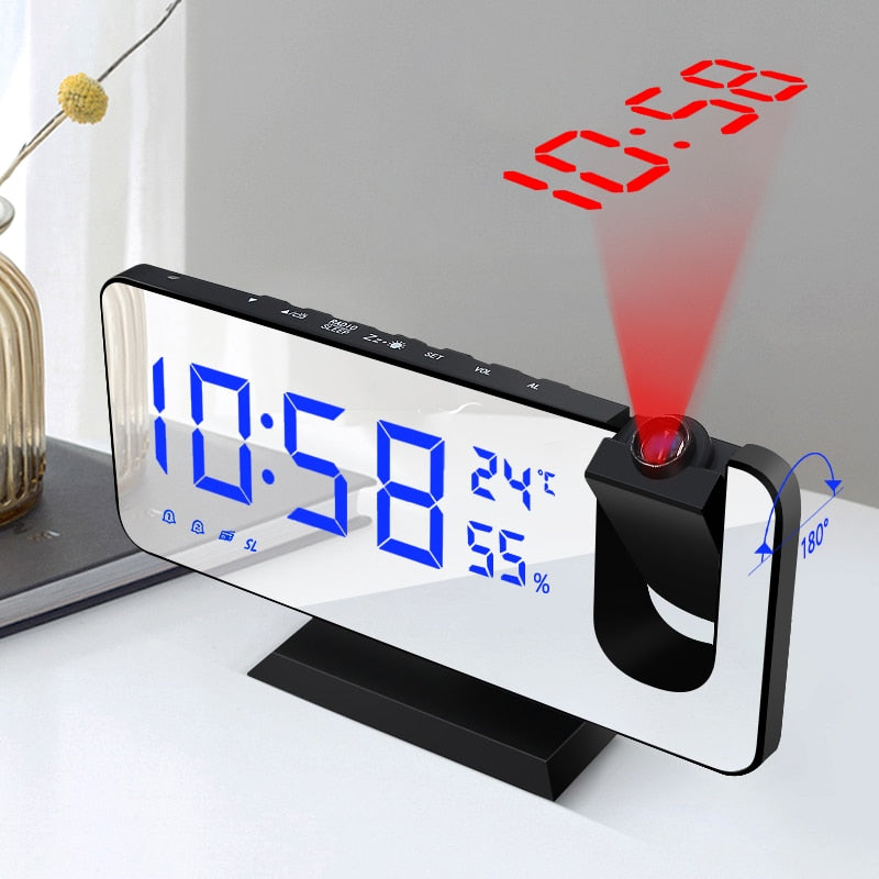 Relógio Digital Led Smart Alarm Com Projetor 180°